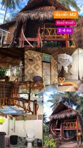 Ko PorMalee homestay的一座度假村与一座建筑的照片拼合在一起