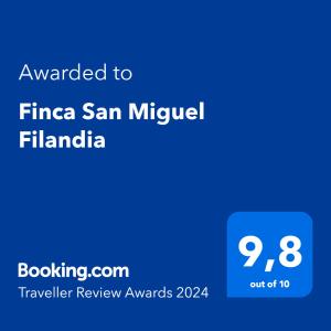 菲兰迪亚Finca San Miguel Filandia的给菲娜·桑·米格尔·弗尔的文本的手机的屏幕照