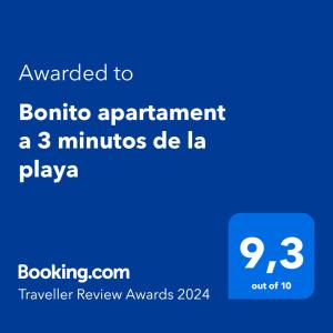 库列拉Bonito apartament a 3 minutos de la playa的给波诺公寓一分钟短信的手机的截图