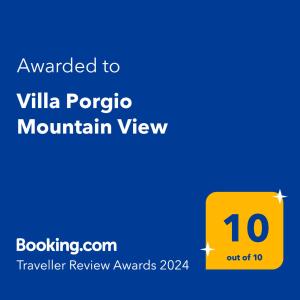 塞雷Villa Porgio Mountain View的黄色标志与文字被授予别墅的pucca山景