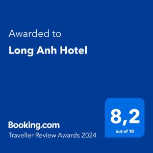 清化Long Anh Hotel的一个蓝色文本框,上面的单词被授予长臂酒店