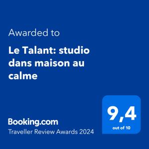 塔朗Les pins de Talant , au calme en rez de jardin的给乐塔朗特工作室的手机的屏幕