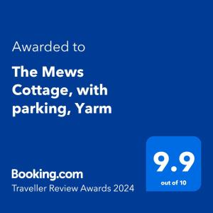 亚姆The Mews Cottage, with parking, Yarm的带有文本升级到新闻发布会的电话的屏幕截图