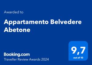 阿贝托内Appartamento Belvedere Abetone的蓝色的标志,用词约贝莱兹