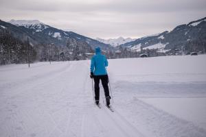 基茨比厄尔附近奥拉赫Alte Bildhauerei的一个人站在雪地里