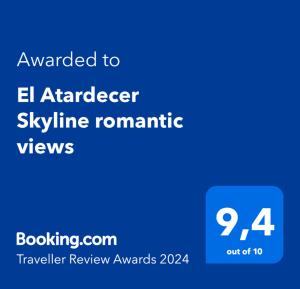 马拉加El Atardecer Skyline romantic views的给远方天际线标有文字的手机的截图