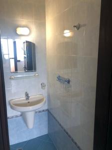 圣弗拉斯Villa Sun Palace的白色的浴室设有水槽和镜子