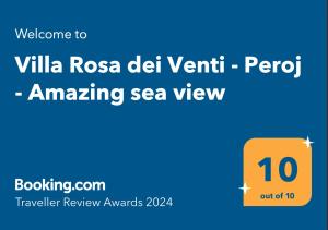 佩罗杰Villa Rosa dei Venti - Peroj - Amazing sea view的一张位于别墅的屏幕,上面是令人惊叹的