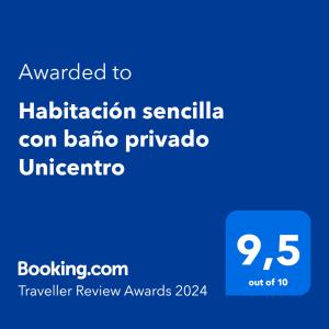 波哥大Habitación sencilla con baño privado Unicentro的手机的屏幕,带移民研讨会的芭芭拉语