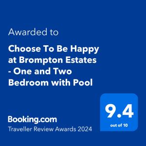 金斯敦Choose To Be Happy at Brompton Estates - One and Two Bedroom with Pool的带有文本升级的手机的屏幕截图,以选择在b时快乐