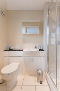 剑桥修道院街剑桥小住度假屋的白色的浴室设有卫生间和水槽。