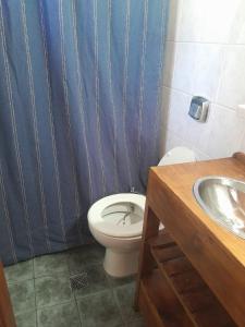 圣卡洛斯-德巴里洛切CASITA DE LAS CHACRAS SOBRE EL LAGO的一间带卫生间和水槽的浴室
