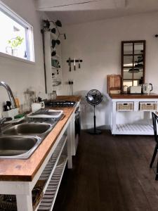 普利登堡湾Urban Plett的厨房配有水槽和炉灶