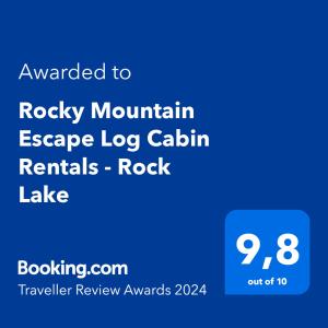Rock Lake Lodge Provincial ParkRocky Mountain Escape Log Cabin Rentals - Rock Lake的山间小屋出租石湖的屏风