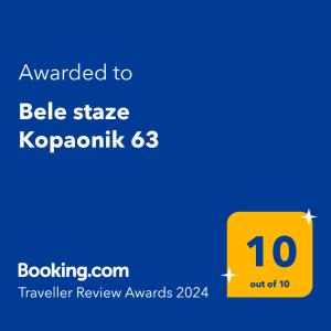 布尔泽策Bele staze Kopaonik z的上面有黄色标志的数字