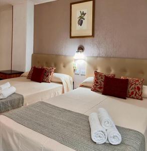 圣克鲁斯-德特内里费Hotel Atlántico Centro的酒店客房,配有两张带毛巾的床
