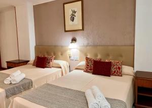 圣克鲁斯-德特内里费Hotel Atlántico Centro的酒店客房,配有两张带毛巾的床