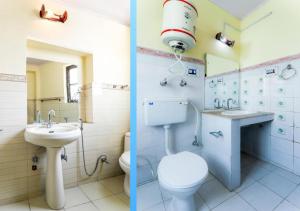 列城Guest House Naazh的浴室的两张照片,配有卫生间和水槽