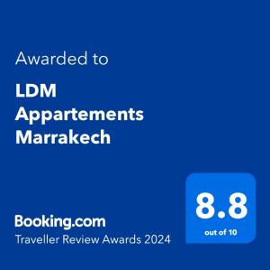 马拉喀什LDM Appartements Marrakech的手机的屏幕照,短信被授予给ldn部门管理营销员