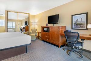 卡尔斯巴德海滩景观贝斯特韦斯特酒店的酒店客房配有一张床、一张书桌和一台电视。