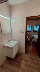 小莫拉夫卡Apartmán Stodola的浴室设有水槽和墙上的镜子