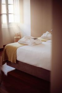 埃斯特雷莫斯Casa do Gadanha的卧室配有一张白色的床,床上有毯子