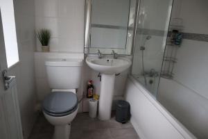 巴尔内特Charming 3Bed Home in High Barnet的浴室配有卫生间、盥洗盆和淋浴。