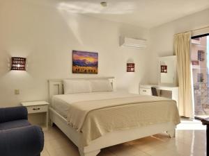 圣多明各玻利瓦尔德雷克酒店的一间卧室配有一张大床和一把椅子