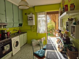 维多利亚-加斯特伊兹Begutxi LVI00061的厨房配有绿色橱柜和洗衣机。