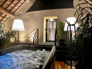 JoueyLe Domaine des Prés Verts Suites & Chambres avec Jacuzzi Privatif的浴室配有带水的浴缸。