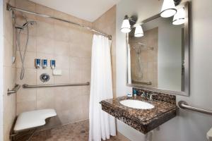堪萨斯城堪萨斯城机场福朋喜来登酒店的一间带水槽和淋浴的浴室
