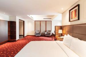 达卡达卡摄政大酒店＆度假村的酒店客房,配有一张床和两把椅子