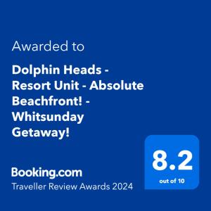 麦凯Dolphin Heads - Resort Unit - Absolute Beachfront! - Whitsunday Getaway!的给度假单位的文本的电话的截图绝对