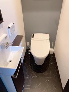 大阪WestHouse 天下茶屋店的浴室配有白色卫生间和盥洗盆。