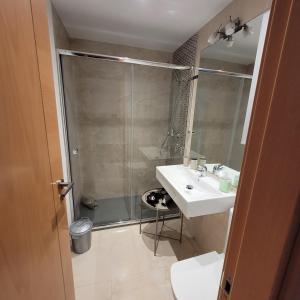 托罗克斯科斯塔下城堡公寓的一间带水槽和淋浴的浴室