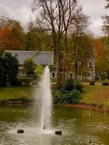 MéryLes collines的池塘里的喷泉