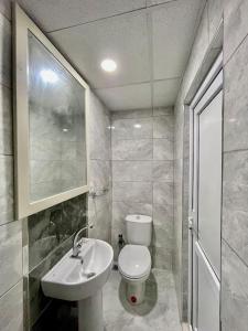 安塔利亚Cozy Midtown Flat in Antalya T2的浴室配有白色卫生间和盥洗盆。