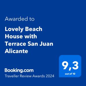 坎佩略Lovely Beach House with Terrace San Juan Alicante的给带露台的美丽海滨别墅的手机的屏幕