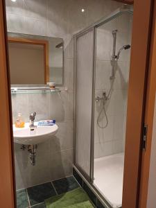 苏尔Thüringer Zimmer的带淋浴和盥洗盆的浴室