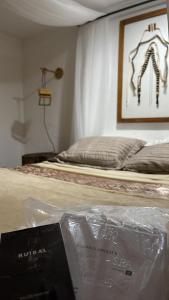 里约热内卢Maison Ruibal的卧室配有一张挂着蜘蛛的床铺