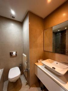 拉马萨fabuleux S2 a la Marsa的浴室配有白色卫生间和盥洗盆。