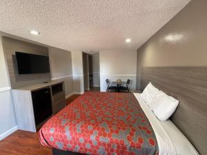 圣贝纳迪诺经济汽车旅馆的配有一张床和一台平面电视的酒店客房