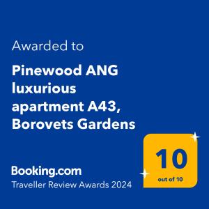 波罗维茨Pinewood ANG luxurious apartment A43, Borovets Gardens的黄标,标有松木 ⁇ 