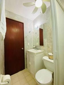 坎昆Zely Home #3的一间带卫生间、水槽和镜子的浴室
