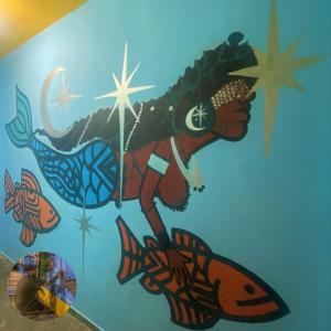 贝洛奥里藏特Hostel Aruanda的一面墙上挂着美人鱼和鱼的画