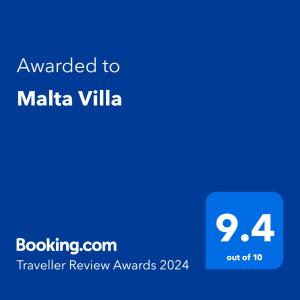 纳克萨Malta Villa的被授予Malika别墅文本的手机的截图