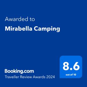 扎马迪Mirabella Camping的手机的屏幕,手机的文本被授予奇迹蜂窝露营