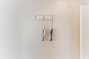 帕特诺斯特Sterretjie的两把蓝伞挂在白色的墙上