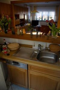 耶拿Kernberg Apartment Jena的厨房配有水槽和台面