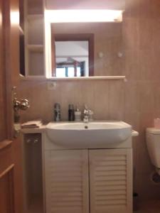 洛里Appartement en pierre à proximité Lourmarin的浴室设有白色水槽和镜子